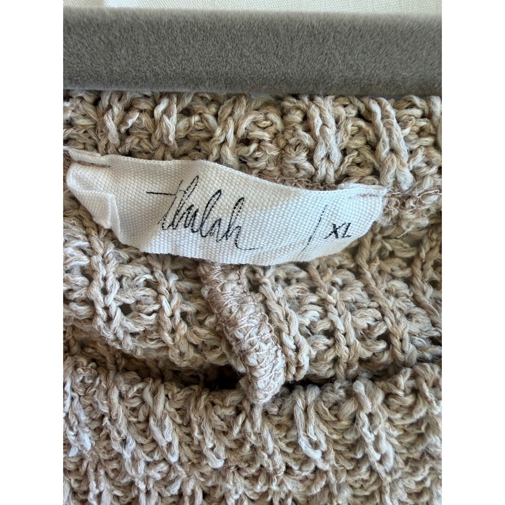 Thulah Tan Beige Oversized Chunky Knit‎ Ribbed Sweater Womens Size XL Pullover - Picture 5 of 5